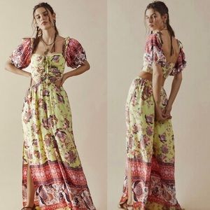 Free People Wide Leg Cutout Paisley Jumpsuit